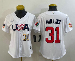 Womens USA Baseball #31 Cedric Mullins Number 2023 White World Classic Stitched Jersey->2023 world baseball classic->MLB Jersey